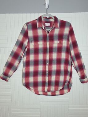GAP 100% Cotton Boyfriend Fit Pink Flannel Shirt Size S